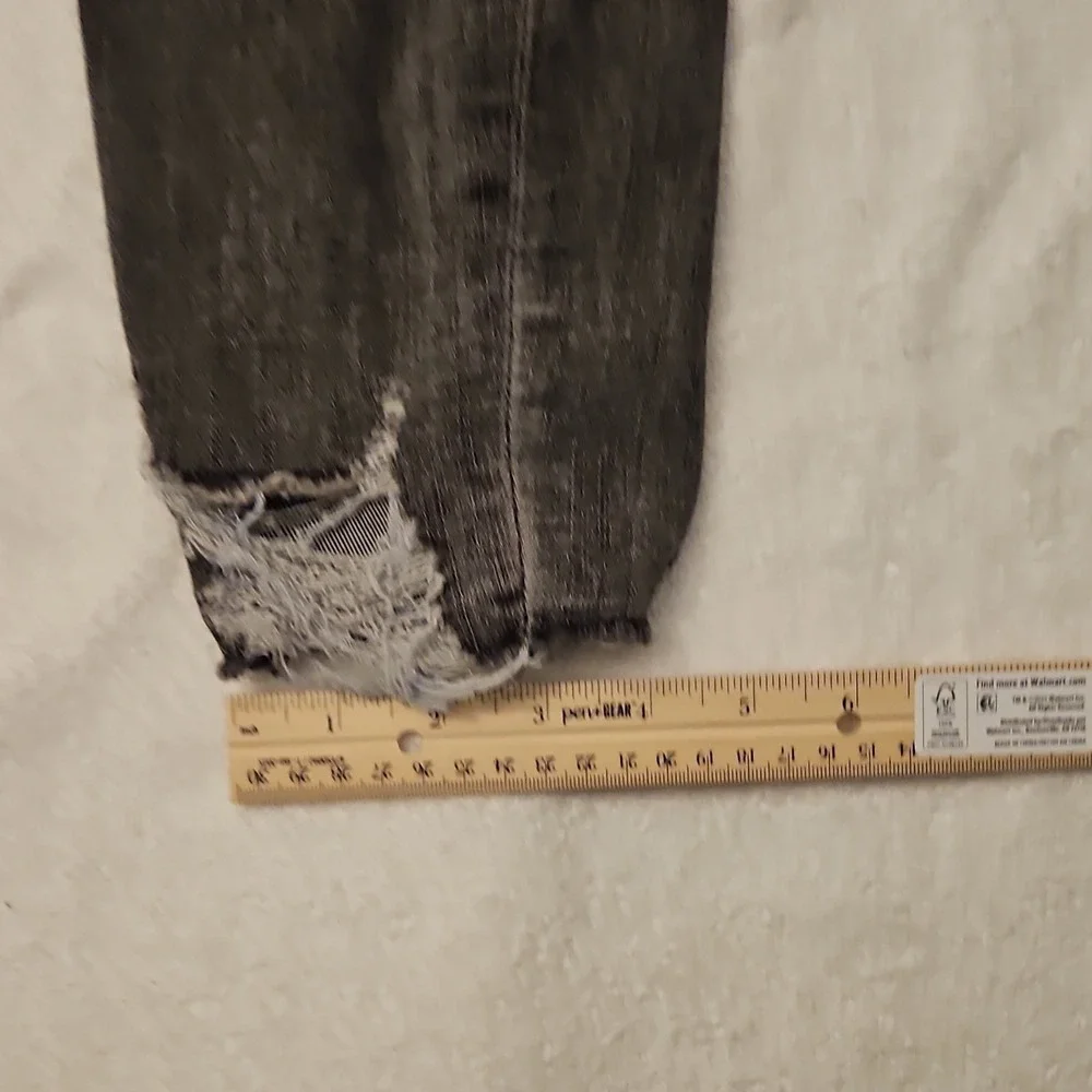 BALAM Women's Grey Skinny Jeans Stretch‎ Denim Distressed Zip Button